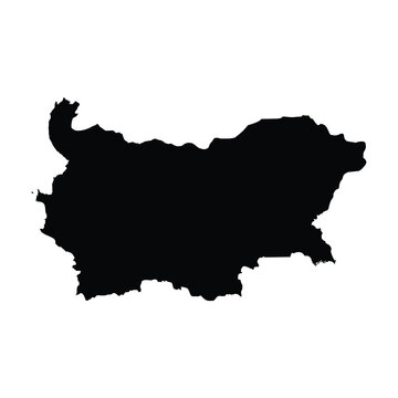 Black silhouette map of Bulgaria isolated on white background national border shape vector.