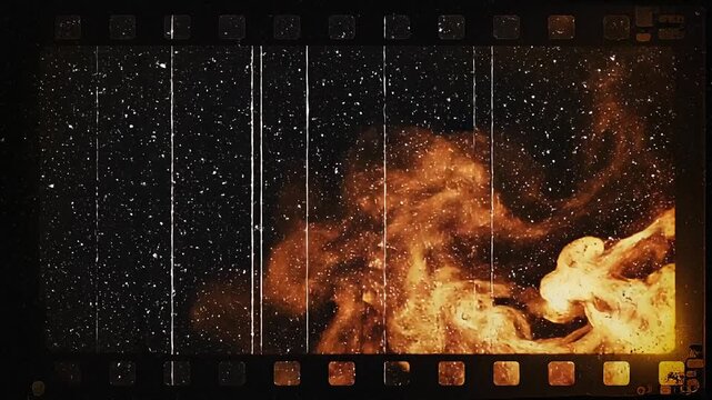 Vintage film strip with damage.
