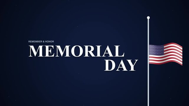 Memorial Day remembrance background with American flag at half-mast