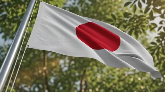 National flag of japan waving in the wind