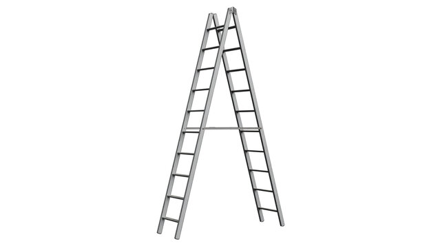 Aluminum Step Ladder on White Background