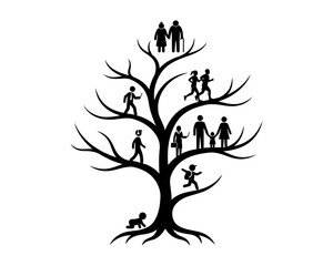 Naklejka premium Family tree vector concept showing human life cycle and generations
