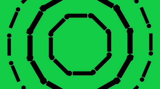 Rotating geometric octagon pattern animation on green screen background, rotation motion abstract