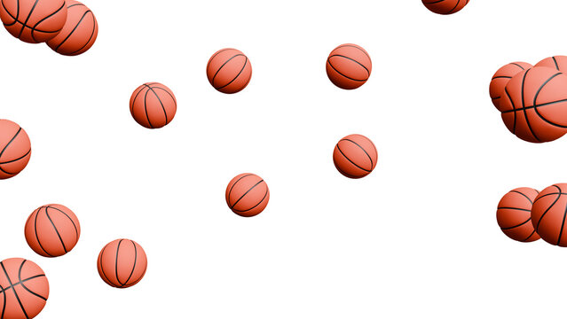 Floating Basketballs on White Background