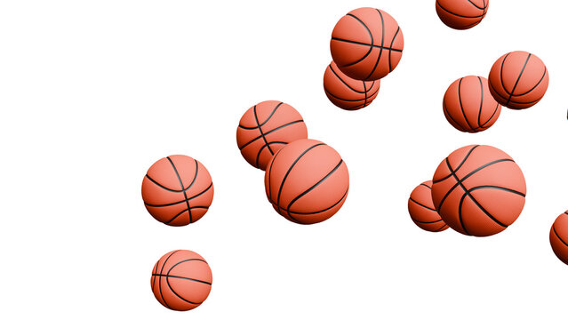 Floating Basketballs on White Background