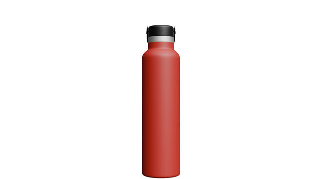 Red Insulated Water Bottle on White Background