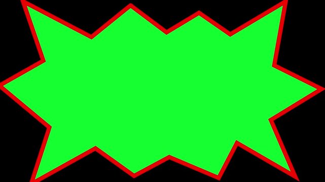 Comic Action Explosion Shape with Green Screen Center and Red Border.