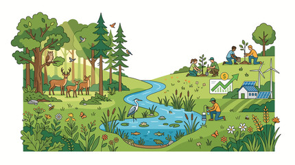 Obraz premium a serene natural landscape with a stream.