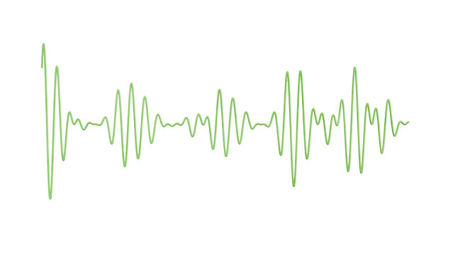 Green Sound Wave on White Background