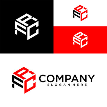 Geometric alphabet letter F R C logo symbol for company