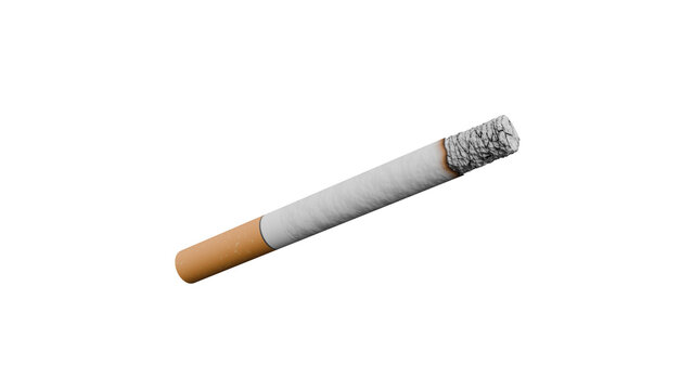 Single Cigarette on White Background