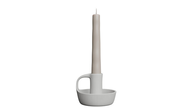 Minimalist White Candle in Holder