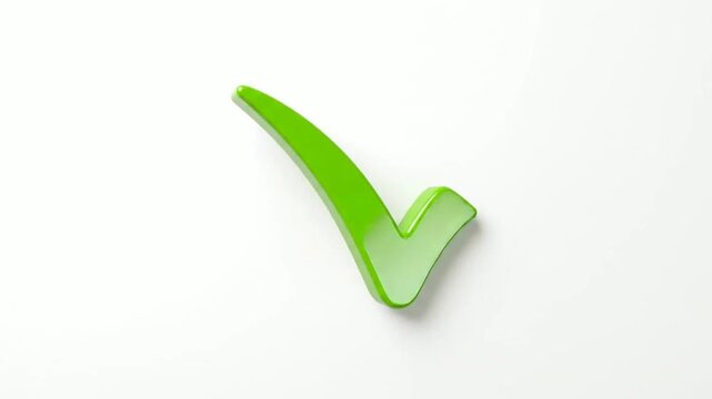 Close-up of Bright Green Checkmark on White Background