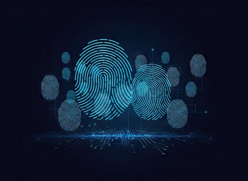Glowing blue fingerprint digital abstract