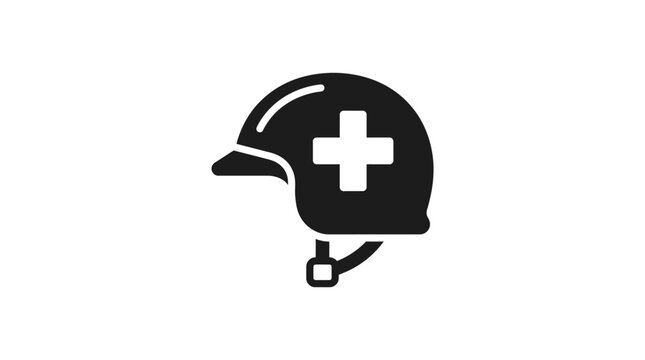 A black and white icon of a medical safety helmet.