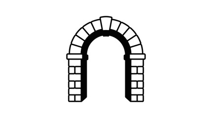 Fototapeta premium A simple black and white line art illustration of a stone masonry archway.