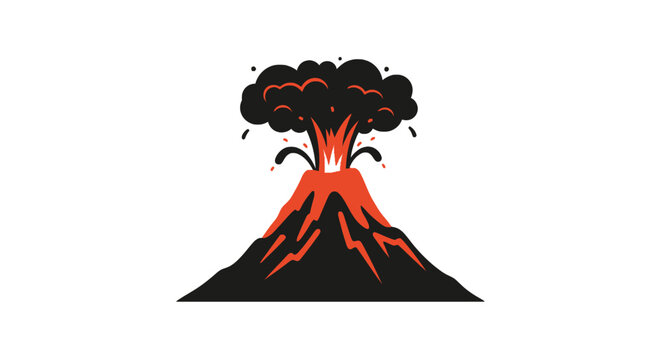 Erupting Volcano with Lava Flow.
