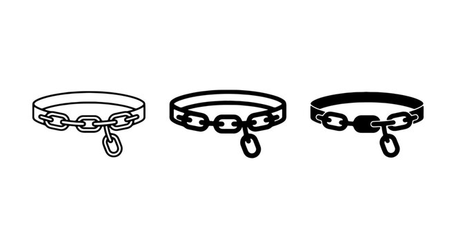 Dog Collar Icons, Pet Accessory Vector Graphics, Animal Leash Attachment Symbols