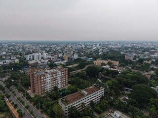 Obraz premium Urban aerial view of dense city buildings