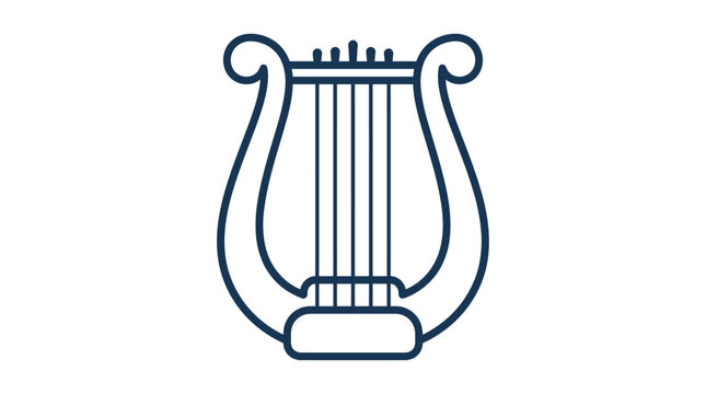 A simple line art illustration of a classical Greek lyre musical instrument.