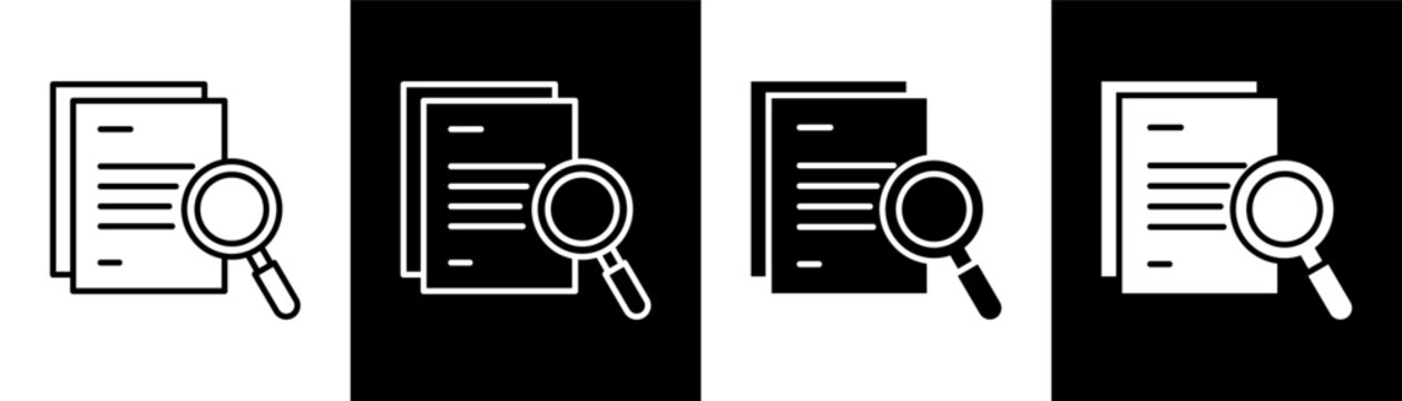 Document white and black icon set design