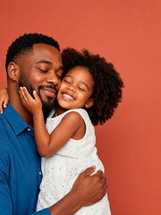 Naklejka premium Father Hugging Daughter Loving Family Portrait