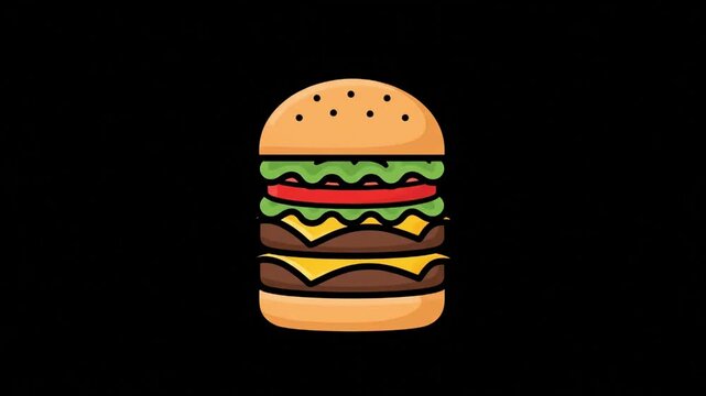 Double Cheeseburger Icon Fast Food Delicious Burger Graphic.