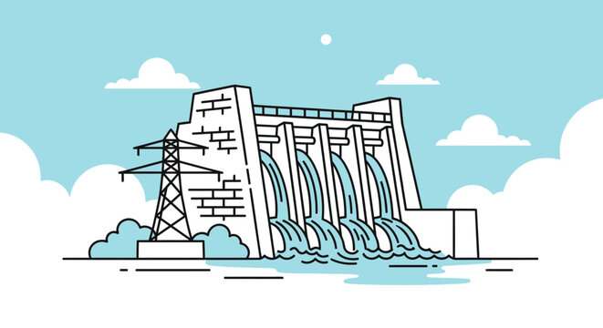 Dam, hydroelectric power plant, water dam, energy production, industrial landscape