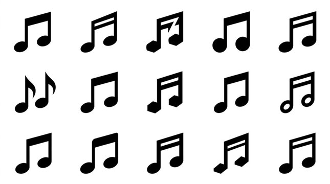 Collection of Musical Notes Symbols Isolated on White Background.
