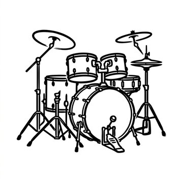 Drum Kit Outline Illustration Musical Instrument.