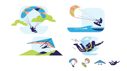 Obraz premium Flat Vector Set of Extreme Air and Water Sports Icons