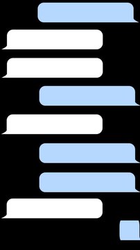 Chatting animation with white and light blue box pop up animated on transparent background. Message box text element Messages chat bubble, typing text message for custom text.