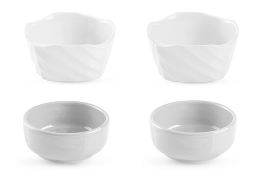 Set of ceramic small bowl isolated on white background.