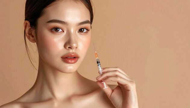 Female patient receiving a subcutaneous cosmetic injection for body contouring or weight loss