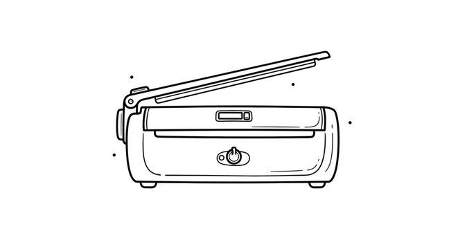 Open black suitcase with handle and lock.