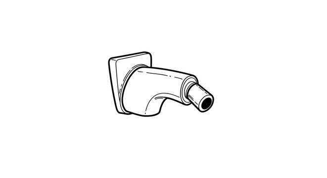 Black plastic angled pipe fitting component.