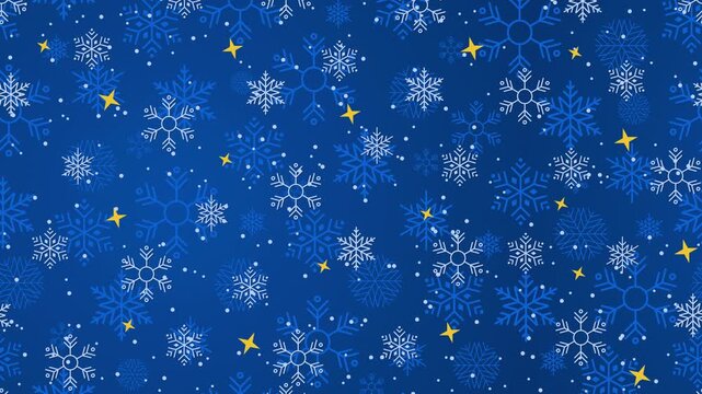 Snowflakes motion pattern. Snowflakes seamless pattern. Seamless winter pattern animation with snowflakes and sparkling snow. Animated blue snow background