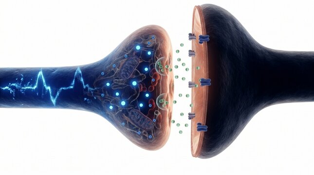 3D Microscopic Diagram of Synaptic Failure due to Electrolyte Imbalance
