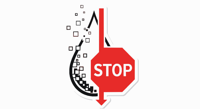 Stop water waste concept, water drop icon dissolving into digital pixels