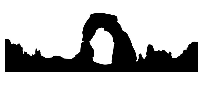 Black Silhouette of Delicate Arch in Arches National Park Utah