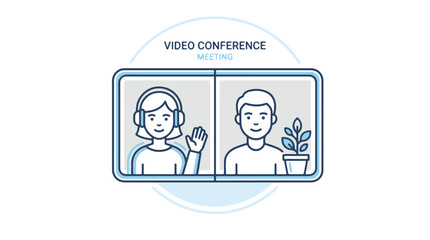 Fototapeta premium Video Conference Meeting with Diverse People Collaborating Online Remotely