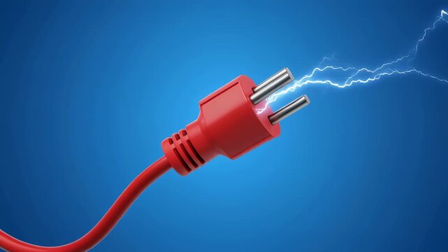 Electric plug with lightning bolt.