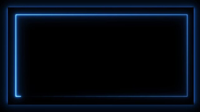 Neon blue light glowing rectangular frame motion loop background clip.