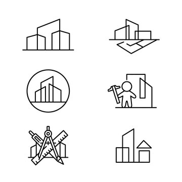 Architecture buildings and construction icons.
