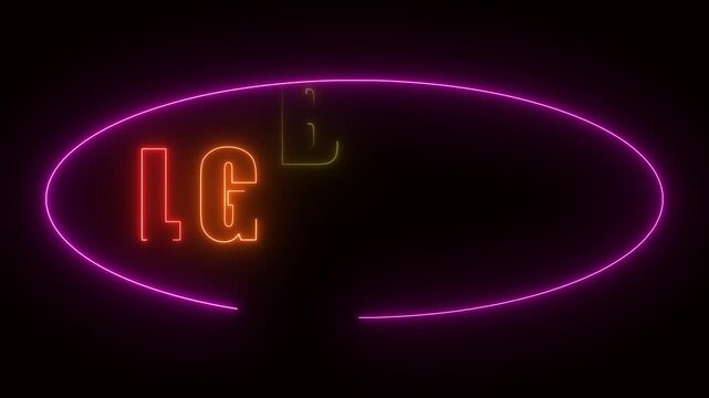 text animation LGBTQ with glowing neon light effect