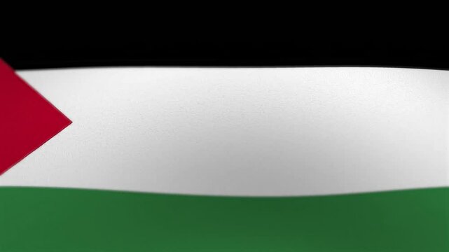 Animated Flag of Palestine Waving, Close-up Realistic Fabric Texture, National Symbol for Patriotic Motion Graphics, High-Quality 3D Rendered , Perfect for Cultural