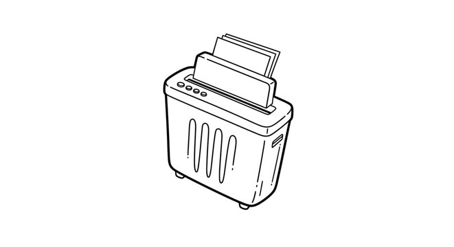 Vintage Paper Shredder Machine Illustration.
