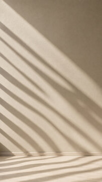 Minimal Beige Wall with Window Light and Shadow Background