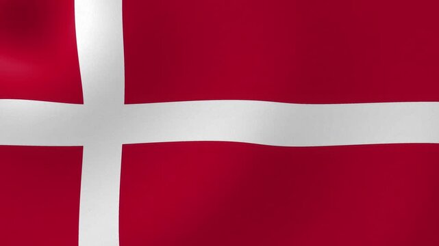 Realistic 3D animated waving flag of Denmark, high-quality digital motion graphic of the smooth Danish national banner fluttering in the wind, perfect for professional patriotic backgrounds, Scandinav