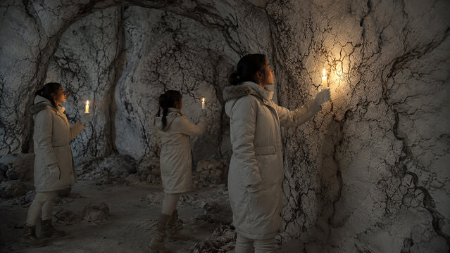 children inside the cave